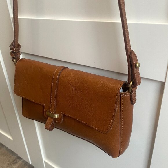 Zara Buffalo Leather Brown Crossbody Bag Boho Classic Fall Autumn Neutral - Picture 5 of 13